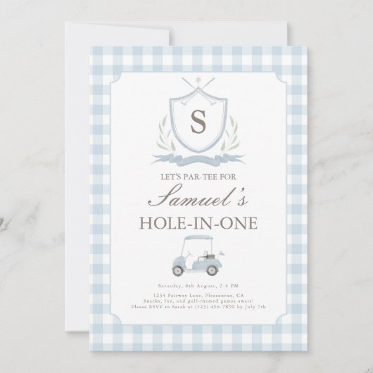 1つの誕生日招待状に青とピンクの穴 招待状 (正面)