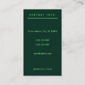 1つの調子のモダンでエレガントなティール(緑がかった色)のライムグリーン 名刺 (裏面)