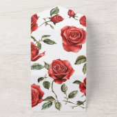 1つの赤いバラの結婚式の招待 オールインワン招待状 (外側)