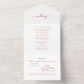 1つの赤いバラの結婚式の招待 オールインワン招待状 (内側)