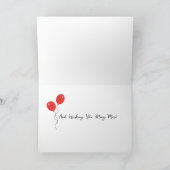 1つの赤いバルーンハッピーバースデーカード サンキューカード (内部)