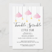 1つの赤ちゃんシャワーでピンクの女の子をキラキラ 招待状 (正面)