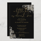 1つの赤ちゃんシャワーで小さなブーのゴシックフローラ 招待状 (正面/裏面)