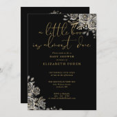 1つの赤ちゃんシャワーで小さなブーのゴシックQRコード 招待状 (正面/裏面)