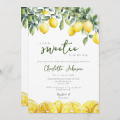 1つの赤ちゃんシャワーで水色レモン柑橘類 招待状 (正面/裏面)