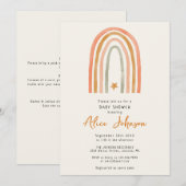 1つの赤ちゃんシャワーにレインボーとスターボホ 招待状 (正面/裏面)