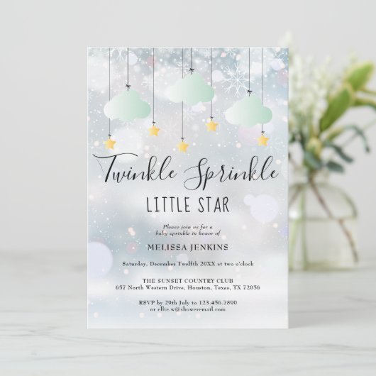 1つの赤ん坊シャワーで冬を振りかける 招待状 (スタンド正面)