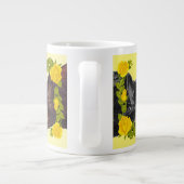 1つの赤、黄色バラの1黒いオーストラリアのケルピー ジャンボコーヒーマグカップ (裏面)