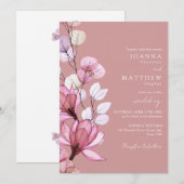 1つの透明なフローラほこりっぽいバラ結婚 招待状 (正面/裏面)