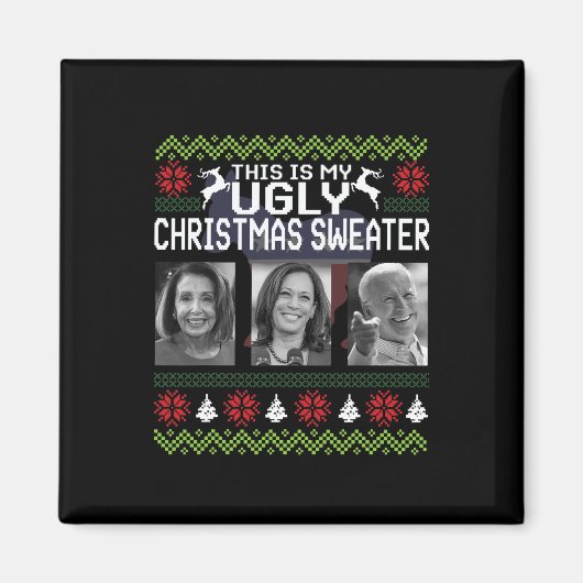 1つの醜いクリスマスセーターJoeバイデン氏・ハリス マグネット (正面)