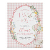 1つの間抜けガチョウの女の子2nd誕生日ウェルカムサイン ポスター (正面)