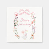 1つの間抜けガチョウの誕生日パーティーのナプキン スタンダードカクテルナプキン (正面)