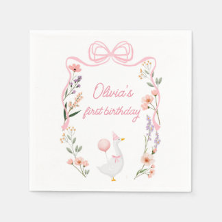 1つの間抜けガチョウの誕生日パーティーのナプキン スタンダードカクテルナプキン