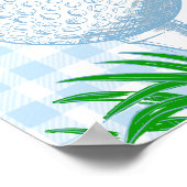 1つの青いゴルフのホール1st誕生日ウェルカムサイン ポスター (角)