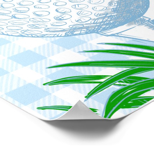 1つの青いゴルフのホール1st誕生日ウェルカムサイン ポスター (角)