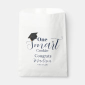 1つの頭が切れるcookieネイビーブルー卒業パーティー フェイバーバッグ (正面)