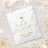 1つの頭が切れるCookie金ゴールドスクリプト卒業パーティー フェイバーバッグ (クリップ留めされた状態)