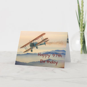 1つの飛行機モデルからのバイヴィンテージ97番目の誕生日 カード