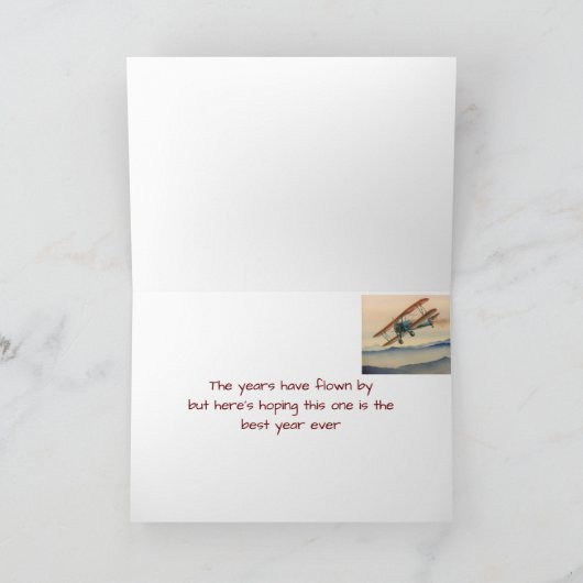 1つの飛行機モデルからのヴィンテージ98誕生日 カード (内部)