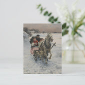 1つの馬のそりのクリスマス家族 シーズンポストカード (スタンド正面)