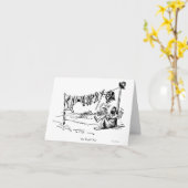 1つの騎士の残りのヴィンテージの風刺漫画の挨拶状 カード (黄色い花)