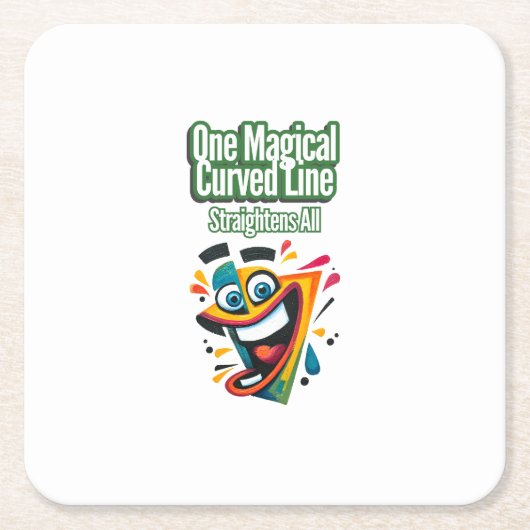 "1つの魔法の曲線、すべてのストレート：スマイル スクエアペーパーコースター (正面)