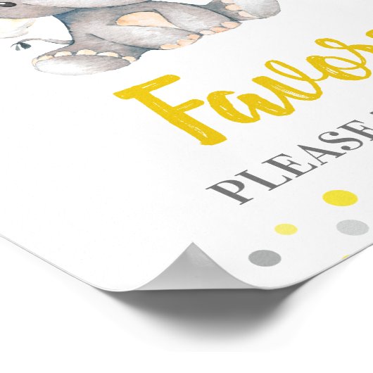 1つの黄色のドットを取る有利な象の赤ちゃんシャワー ポスター (角)