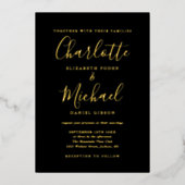 1つの黒い金ゴールドの署名 箔招待状 (正面)