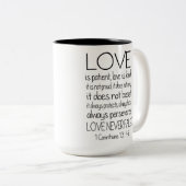 1つのCorinthiansの聖書の詩の引用文愛 ツートーンマグカップ (正面右)