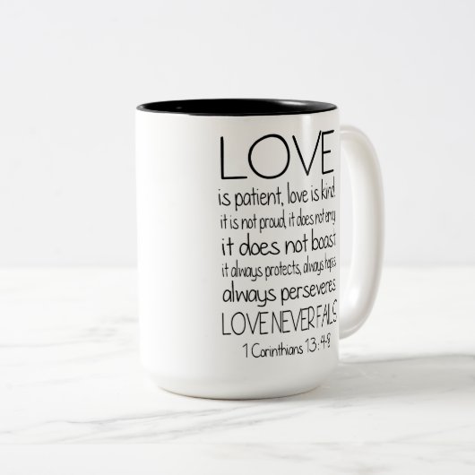 1つのCorinthiansの聖書の詩の引用文愛 ツートーンマグカップ (正面右)