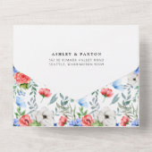 1つのInvita内の赤と白のフローラ オールインワン招待状 (裏面)