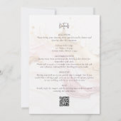 1つのQRにユニーク抽象芸術金ゴールドがピンク結婚色 招待状 (裏面)