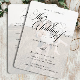 1つのQRコーエレガントドに含まれる上品な写結婚真 招待状