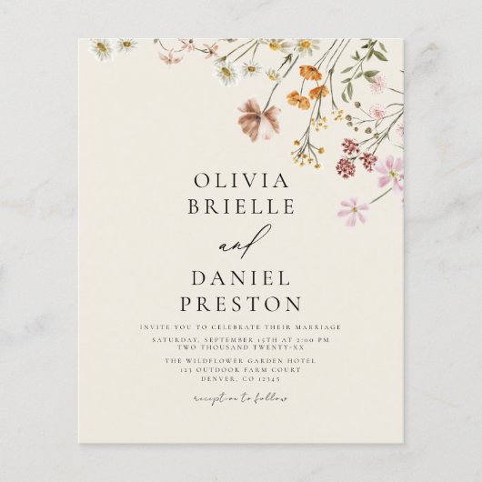 1つのQRコードでワイルドフラワーをすべて結婚予算 (正面)