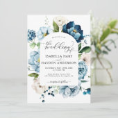 1つのQRコードにダスティブルーネイビー結婚ニーすべて 招待状 (スタンド正面)