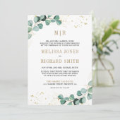 1つのQRコードに含まれるユーカリフォーマルス結婚金ゴールド 招待状 (スタンド正面)