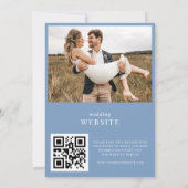 1つのQRコードに含まれるPeriwinkle Blue写真結婚すべて 招待状 (裏面)