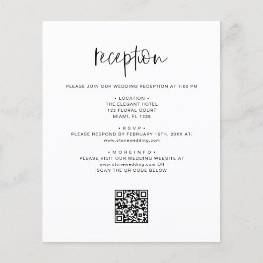 1つのQRコードのミニマル結婚リストですべてを予算 (裏面)