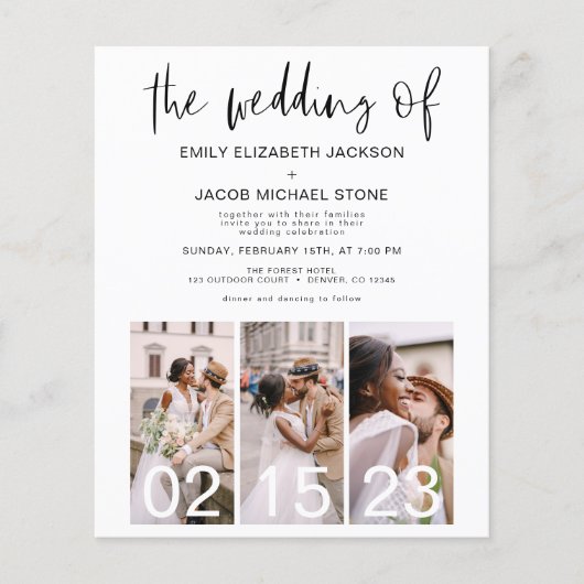 1つのQRコードのミニマル結婚リストですべてを予算 (正面)