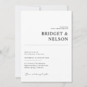 1つのQRコードのミニマル黒全結婚体 招待状 (正面)