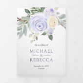 1つのQRコード内の埃っぽい紫のフローラ結婚すべて 三つ折り招待状 (カバー)