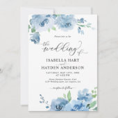 1つのQRコード内の青い赤ちゃん青結婚すべて 招待状 (正面)