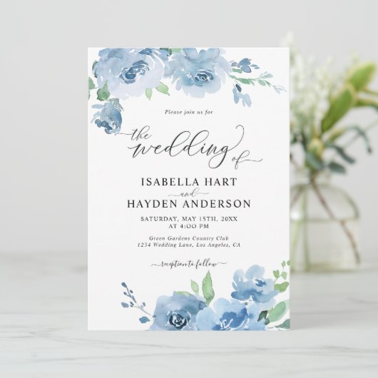 1つのQRコード内の青い赤ちゃん青結婚すべて 招待状 (スタンド正面)