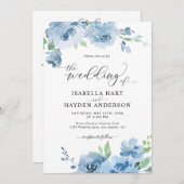 1つのQRコード内の青い赤ちゃん青結婚すべて 招待状 (正面/裏面)