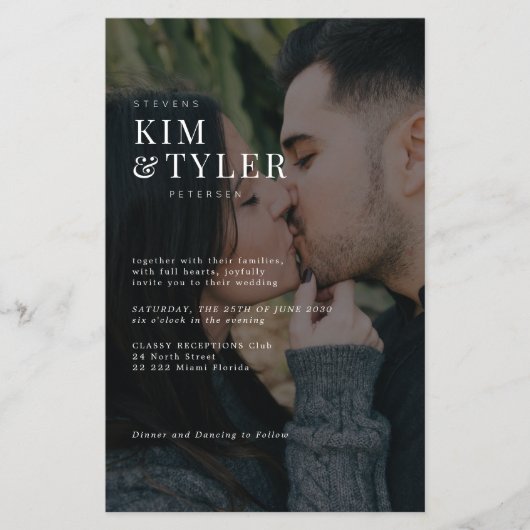 1つのQR RSVP結婚式招待状で写真すべてを予算に収める チラシ (正面)