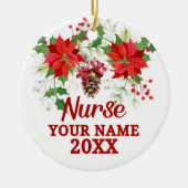 1つのRNメリーナース登録ナースクリスマス セラミックオーナメント (正面)