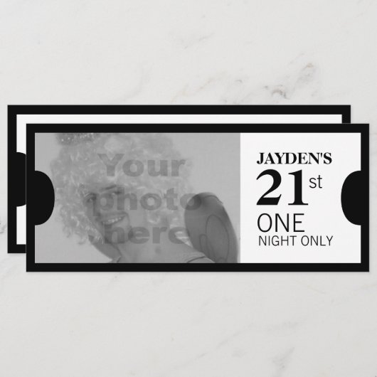 1つのVIP 21の誕生日パーティー写真招待状を許可 招待状 (正面/裏面)