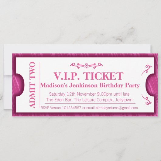 1つのVIP 75th誕生日パーティーピンクホワイトを認める 招待状 (裏面)