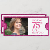 1つのVIP 75th誕生日パーティーピンクホワイトを認める 招待状 (正面/裏面)