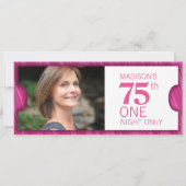 1つのVIP 75th誕生日パーティーピンクホワイトを認める 招待状 (正面)